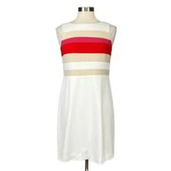 White House Black Market Dresses & Skirts - White House Black Market Women's White Multicolor Size‎ 10 Stripe Sheath Dress